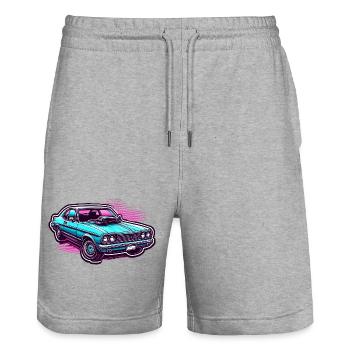 Car / Vehicle / Passenger Car / Mobile / Old Timer / Driving - Stanley/Stella Trainer Unisex Organic Jogging Shorts - heather grey - Front - Nik (191cm) & Marisol (170cm)