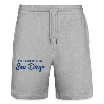 Je préfère être à San Diego - Californie - Amérique - Short de jogging bio TRAINER Stanley/Stella unisexe - gris chiné - Devant - Nik (191cm) & Marisol (170cm)