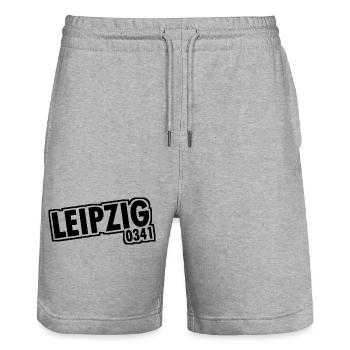 Leipzig - 0341 - Indicatif régional - Saxe - Short de jogging bio TRAINER Stanley/Stella unisexe - gris chiné - Devant - Nik (191cm) & Marisol (170cm)