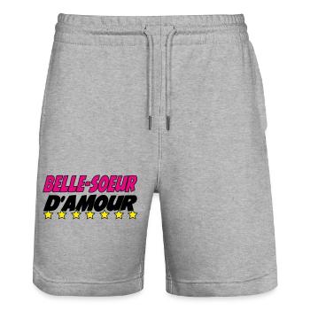 Belle Soeur d'amour - Short de jogging bio TRAINER Stanley/Stella unisexe - gris chiné - Devant - Nik (191cm) & Marisol (170cm)