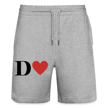 Roter Herz-Buchstabe - Stanley/Stella Unisex Bio Joggingshorts Trainer  - Grau meliert - Vorne - Nik (191cm) & Marisol (170cm)