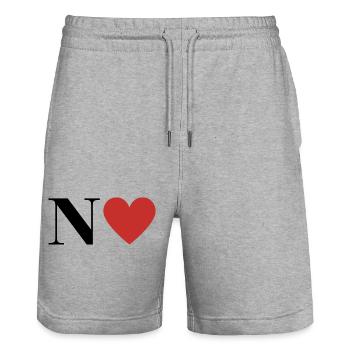 Lettre n cœur rouge - Short de jogging bio TRAINER Stanley/Stella unisexe - gris chiné - Devant - Nik (191cm) & Marisol (170cm)