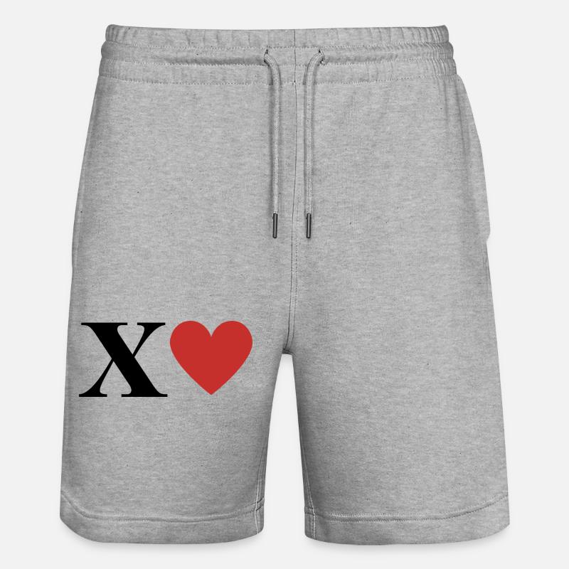 Lettre x cœur rouge - Short de jogging bio TRAINER Stanley/Stella unisexe - gris chiné