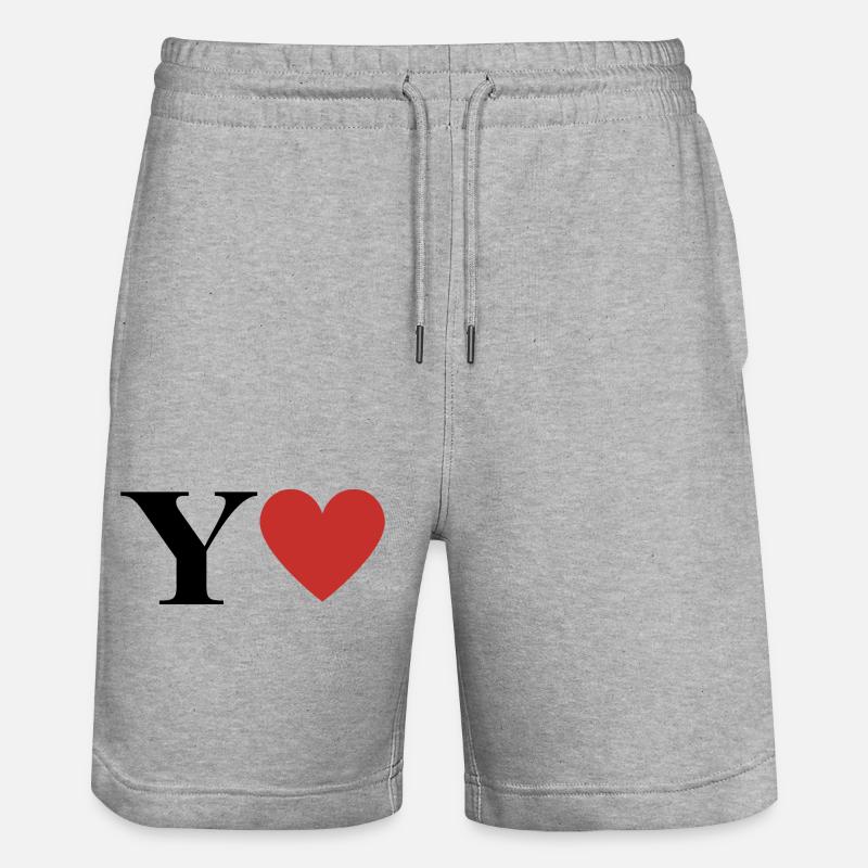 Lettre y cœur rouge - Short de jogging bio TRAINER Stanley/Stella unisexe - gris chiné
