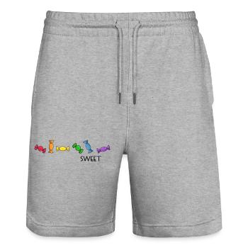 LGBT pride regenbogen sweet human - Stanley/Stella Unisex Bio Joggingshorts Trainer  - Grau meliert - Vorne - Nik (191cm) & Marisol (170cm)