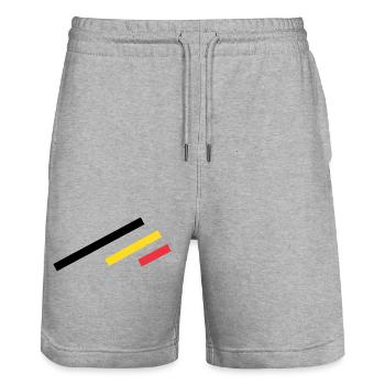 Belgien Streifen - Stanley/Stella Unisex Bio Joggingshorts Trainer  - Grau meliert - Vorne - Nik (191cm) & Marisol (170cm)
