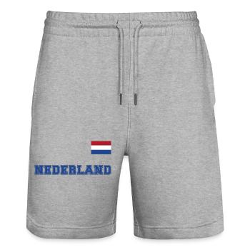 Look maillot des Pays-Bas - Pays-Bas - NEDERLAND - Short de jogging bio TRAINER Stanley/Stella unisexe - gris chiné - Devant - Nik (191cm) & Marisol (170cm)