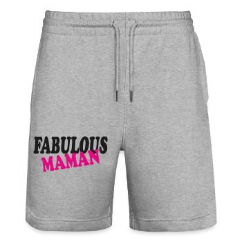 Fabulous MAMAN - Short de jogging bio TRAINER Stanley/Stella unisexe - gris chiné - Devant - Nik (191cm) & Marisol (170cm)