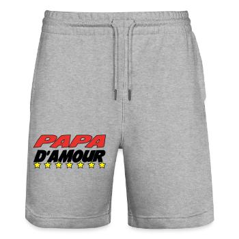 LIEBE PAPA - Stanley/Stella Unisex Bio Joggingshorts Trainer  - Grau meliert - Vorne - Nik (191cm) & Marisol (170cm)