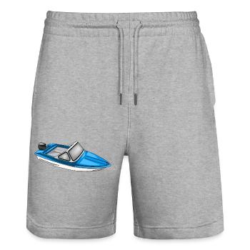 Ibis boat of the GDR - Stanley/Stella Trainer Unisex Organic Jogging Shorts - heather grey - Front - Nik (191cm) & Marisol (170cm)