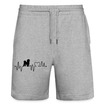 Heartbeat Dog Dog - Stanley/Stella Trainer Unisex Organic Jogging Shorts - heather grey - Front - Nik (191cm) & Marisol (170cm)