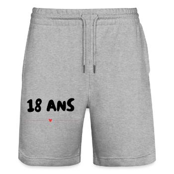 18. 18 ANS. 18e ANNIVERSAIRE. ANNIVERSAIRE 18 ANS. - Short de jogging bio TRAINER Stanley/Stella unisexe - gris chiné - Devant - Nik (191cm) & Marisol (170cm)