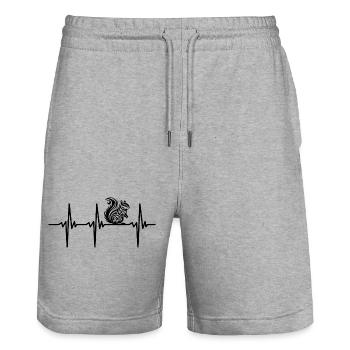 Battement de cœur pour de mignons bébés écureuils - Short de jogging bio TRAINER Stanley/Stella unisexe - gris chiné - Devant - Nik (191cm) & Marisol (170cm)