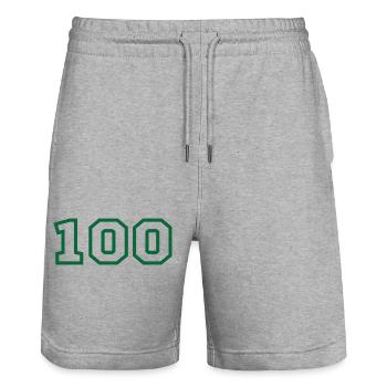 Number 100 sport - Stanley/Stella Trainer Unisex Organic Jogging Shorts - heather grey - Front - Nik (191cm) & Marisol (170cm)