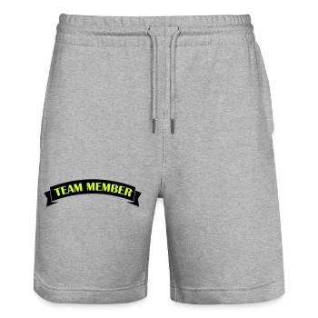 Team Member - Stanley/Stella Trainer Unisex Organic Jogging Shorts - heather grey - Front - Nik (191cm) & Marisol (170cm)