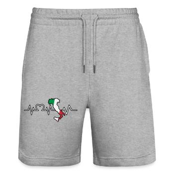 Italia Italian Italian Heartbeat Italy - Stanley/Stella Trainer Unisex Organic Jogging Shorts - heather grey - Front - Nik (191cm) & Marisol (170cm)