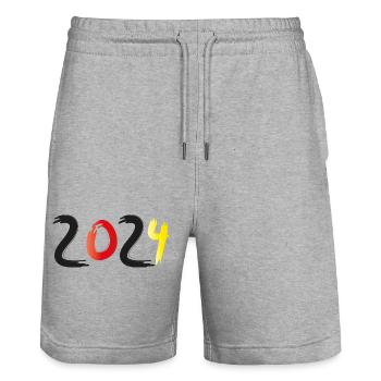 2024 - Stanley/Stella Unisex Bio Joggingshorts Trainer  - Grau meliert - Vorne - Nik (191cm) & Marisol (170cm)