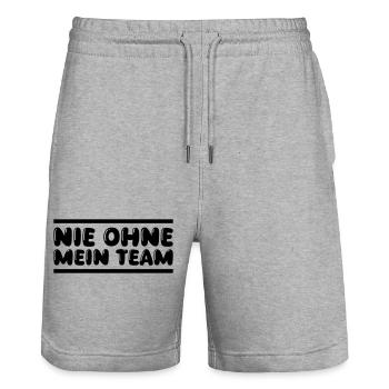 Team - Stanley/Stella Trainer Unisex Organic Jogging Shorts - heather grey - Front - Nik (191cm) & Marisol (170cm)