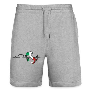 Italie Italien Italien Battement de cœur Italie - Short de jogging bio TRAINER Stanley/Stella unisexe - gris chiné - Devant - Nik (191cm) & Marisol (170cm)
