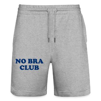 No Bra Club - Brust - Busen - BH - Büstenhalter - Stanley/Stella Unisex Bio Joggingshorts Trainer  - Grau meliert - Vorne - Nik (191cm) & Marisol (170cm)
