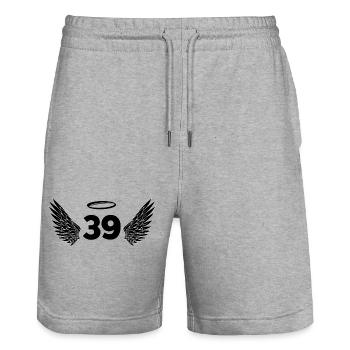 Nummer 39 Engel - Flügel zum 39. Geburtstag - Stanley/Stella Unisex Bio Joggingshorts Trainer  - Grau meliert - Vorne - Nik (191cm) & Marisol (170cm)
