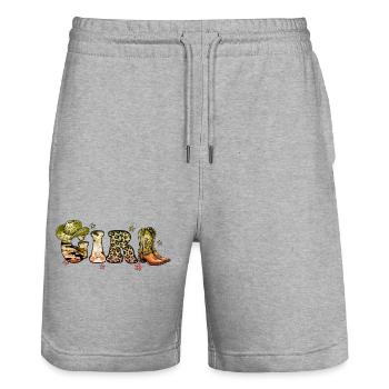 Cowboy Funny Women Hat Wild Western Rodeo Music - Stanley/Stella Trainer Unisex Organic Jogging Shorts - heather grey - Front - Nik (191cm) & Marisol (170cm)