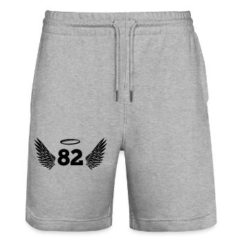 Engel Nummer 82 – Flügel zum 82. Geburtstag - Stanley/Stella Unisex Bio Joggingshorts Trainer  - Grau meliert - Vorne - Nik (191cm) & Marisol (170cm)