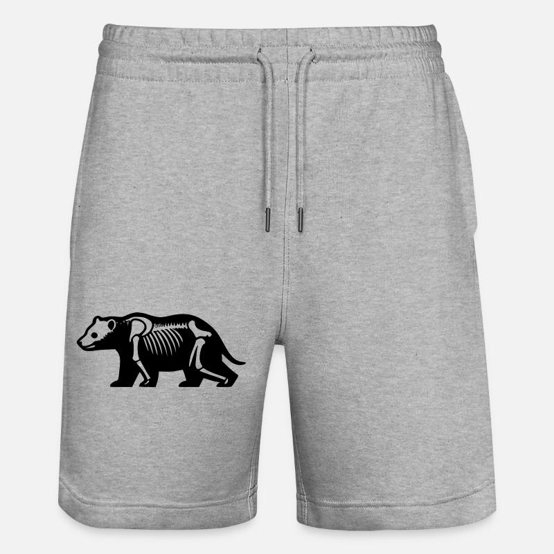 Skeleton Bear - Stanley/Stella Trainer Unisex Organic Jogging Shorts - heather grey
