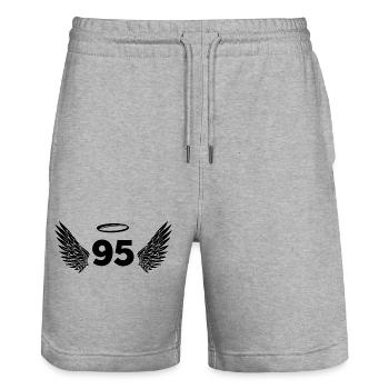 Nummer 95 Engel - Flügel zum 95. Geburtstag - Stanley/Stella Unisex Bio Joggingshorts Trainer  - Grau meliert - Vorne - Nik (191cm) & Marisol (170cm)