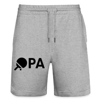 Opa Tischtennis Geschenkidee Großvater Ping-Pong - Stanley/Stella Unisex Bio Joggingshorts Trainer  - Grau meliert - Vorne - Nik (191cm) & Marisol (170cm)