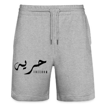 Houriya auf Arabisch - Freiheit - Stanley/Stella Unisex Bio Joggingshorts Trainer  - Grau meliert - Vorne - Nik (191cm) & Marisol (170cm)