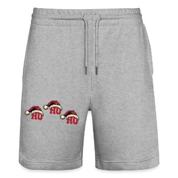 Weihnachten Ho Ho Ho - Stanley/Stella Unisex Bio Joggingshorts Trainer  - Grau meliert - Vorne - Nik (191cm) & Marisol (170cm)