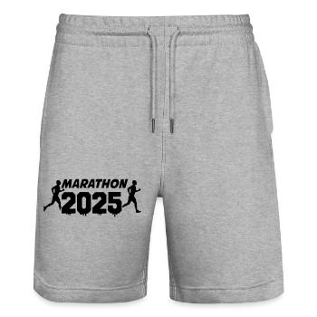 Marathon 2025 - Short de jogging bio TRAINER Stanley/Stella unisexe - gris chiné - Devant - Nik (191cm) & Marisol (170cm)
