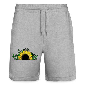Sunflower - Stanley/Stella Trainer Unisex Organic Jogging Shorts - heather grey - Front - Nik (191cm) & Marisol (170cm)
