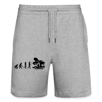 Automotive Mechanic Evolution - Stanley/Stella Trainer Unisex Organic Jogging Shorts - heather grey - Front - Nik (191cm) & Marisol (170cm)