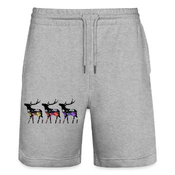 Cerf - Short de jogging bio TRAINER Stanley/Stella unisexe - gris chiné - Devant - Nik (191cm) & Marisol (170cm)