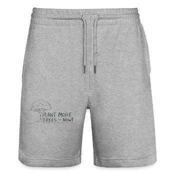 Plant More Trees Now - Nature Conservation Saying - Stanley/Stella Trainer Unisex Organic Jogging Shorts - heather grey - Front - Nik (191cm) & Marisol (170cm)