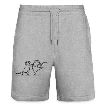 souris blanches dansantes - Short de jogging bio TRAINER Stanley/Stella unisexe - gris chiné - Devant - Nik (191cm) & Marisol (170cm)