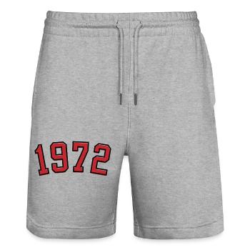 Sport year of birth 1972 - Stanley/Stella Trainer Unisex Organic Jogging Shorts - heather grey - Front - Nik (191cm) & Marisol (170cm)