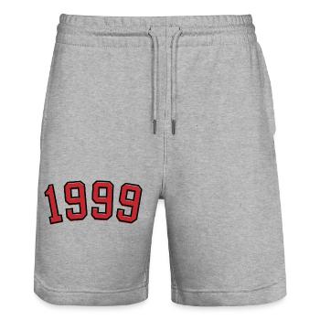 Année de naissance sport 1999 - Short de jogging bio TRAINER Stanley/Stella unisexe - gris chiné - Devant - Nik (191cm) & Marisol (170cm)
