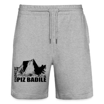 Piz Badile, Berg, Gebirge, Schweiz, Bergell, Alpen - Stanley/Stella Unisex Bio Joggingshorts Trainer  - Grau meliert - Vorne - Nik (191cm) & Marisol (170cm)