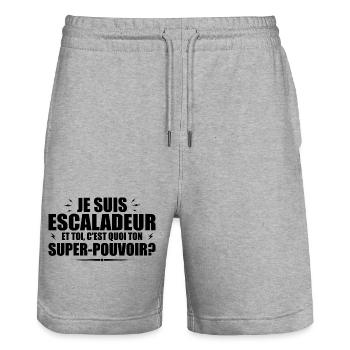 I am a Climber. What's your superpower? - Stanley/Stella Trainer Unisex Organic Jogging Shorts - heather grey - Front - Nik (191cm) & Marisol (170cm)