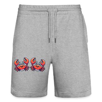 bande dessinée de crabe 2 - Short de jogging bio TRAINER Stanley/Stella unisexe - gris chiné - Devant - Nik (191cm) & Marisol (170cm)