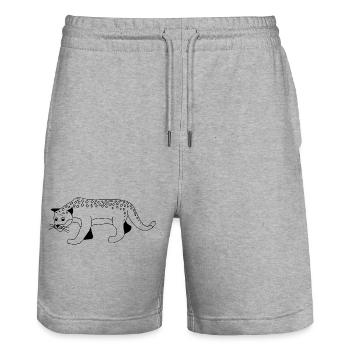 Jaguar - Graphic in black and white - Stanley/Stella Trainer Unisex Organic Jogging Shorts - heather grey - Front - Nik (191cm) & Marisol (170cm)
