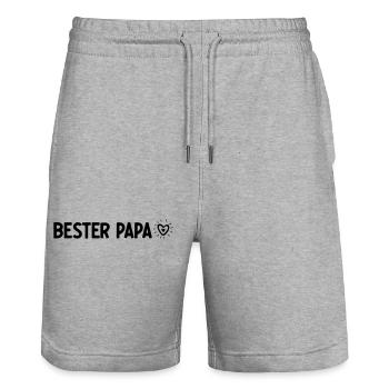 Papa Papa Père Fille Fils Fête des Pères Chemise Homme - Short de jogging bio TRAINER Stanley/Stella unisexe - gris chiné - Devant - Nik (191cm) & Marisol (170cm)
