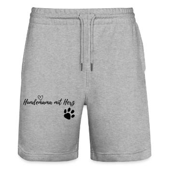 Hundemama mit Herz – Perfekt für alle Hundeliebhab - Stanley/Stella Unisex Bio Joggingshorts Trainer  - Grau meliert - Vorne - Nik (191cm) & Marisol (170cm)