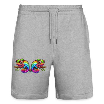Bande dessinée Caméléon 2 - Short de jogging bio TRAINER Stanley/Stella unisexe - gris chiné - Devant - Nik (191cm) & Marisol (170cm)