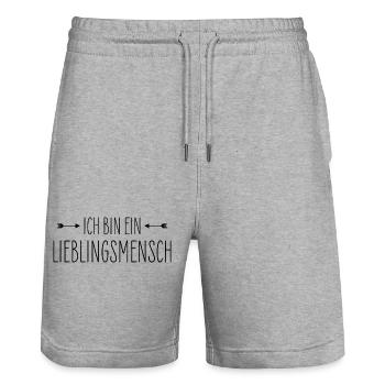 Ich bin ein Lieblingsmensch - Stanley/Stella Unisex Bio Joggingshorts Trainer  - Grau meliert - Vorne - Nik (191cm) & Marisol (170cm)