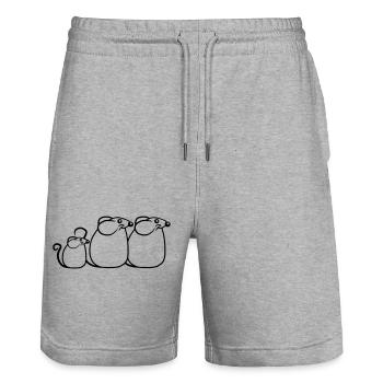3 Mice Family Child Mom Dad Parents Row Cute - Stanley/Stella Trainer Unisex Organic Jogging Shorts - heather grey - Front - Nik (191cm) & Marisol (170cm)