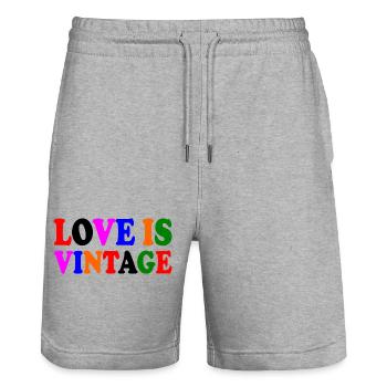 Love is vintage - Stanley/Stella Unisex Bio Joggingshorts Trainer  - Grau meliert - Vorne - Nik (191cm) & Marisol (170cm)